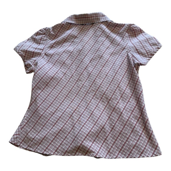 Dorothy Perkins Short Sleeve Tie Front Snap Button Plaid Blouse - Size Medium - Picture 4 of 14